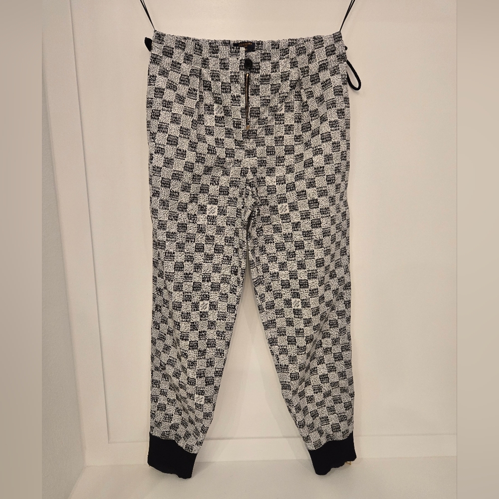 Louis Vuitton Checkered Black and White Joggers *Altered